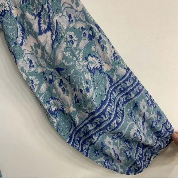 Free People Silver Sun Printed Dress Blue Bohemian Back Cutout, size S - Picture 8 of 16